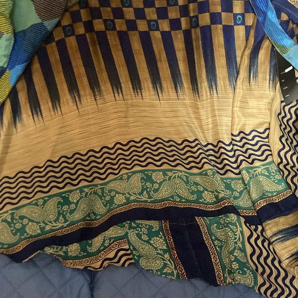 Blue and Green Patterned Women's Skirt - Picture 5 of 8